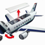 Vliegtuig Playmobil - Openen dak en openen cockpit